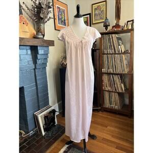 Vintage Glencraft Nightgown 1X Lingerie Pink Eyelet Lace Nylon Made USA (XL)